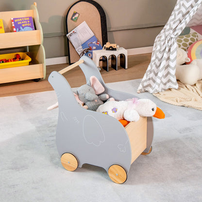 2-In-1 Wooden Baby Walker with Storage Chest and 4 Wheels