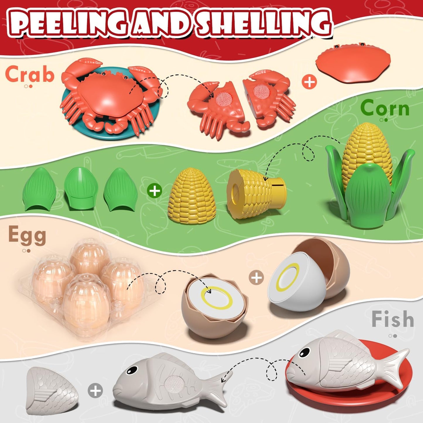 Play Kitchen Accessories, Play Food Sets for Children, Toy Kitchen Accessories for Toddlers 3+ Year Old, Toy Food for 3 Year Old Girl