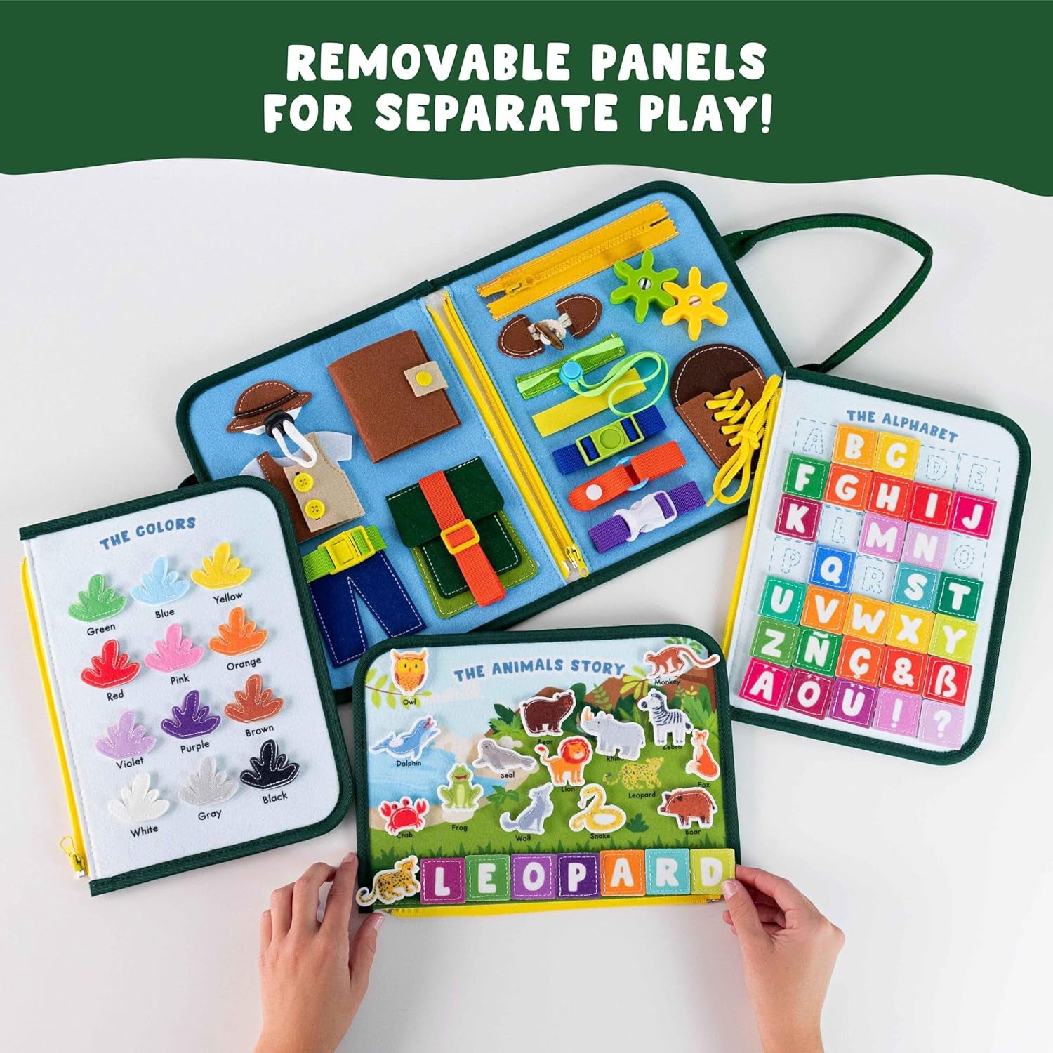 Busy Board for Toddlers Felt, Educational Montessori Toys. Early Development Activity Fine Motor Skills, Busy Book 1 2 3 Years. Sensory Board Kids Toys, Gifts for Boys Girls Birthday Christmas