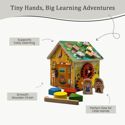 Wooden Montessori Activity Cube – Educational Toy for Toddlers 1-3 Years, Shape