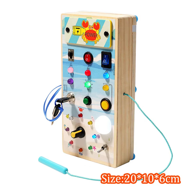 Montessori Busy Board Children Toys Led Light Switch Simulate Car Steering Wheel Travel Activities Sensory Game Educational Toys