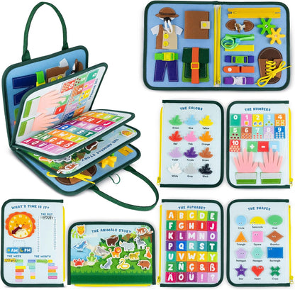 Busy Board for Toddlers Felt, Educational Montessori Toys. Early Development Activity Fine Motor Skills, Busy Book 1 2 3 Years. Sensory Board Kids Toys, Gifts for Boys Girls Birthday Christmas