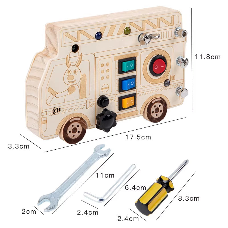 Montessori Busy Board Children Toys Led Light Switch Simulate Car Steering Wheel Travel Activities Sensory Game Educational Toys