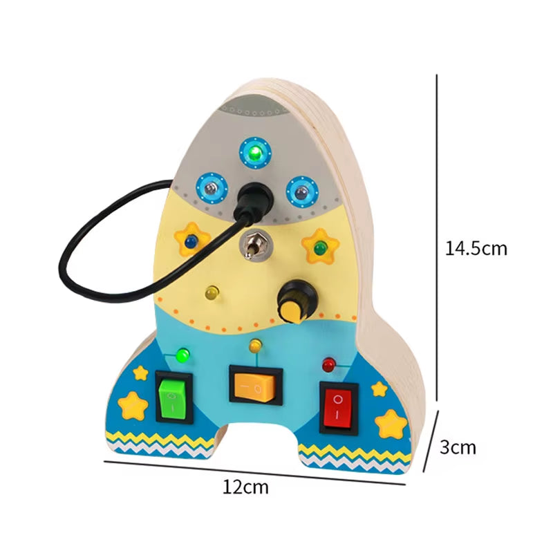 Montessori Busy Board Children Toys Led Light Switch Simulate Car Steering Wheel Travel Activities Sensory Game Educational Toys