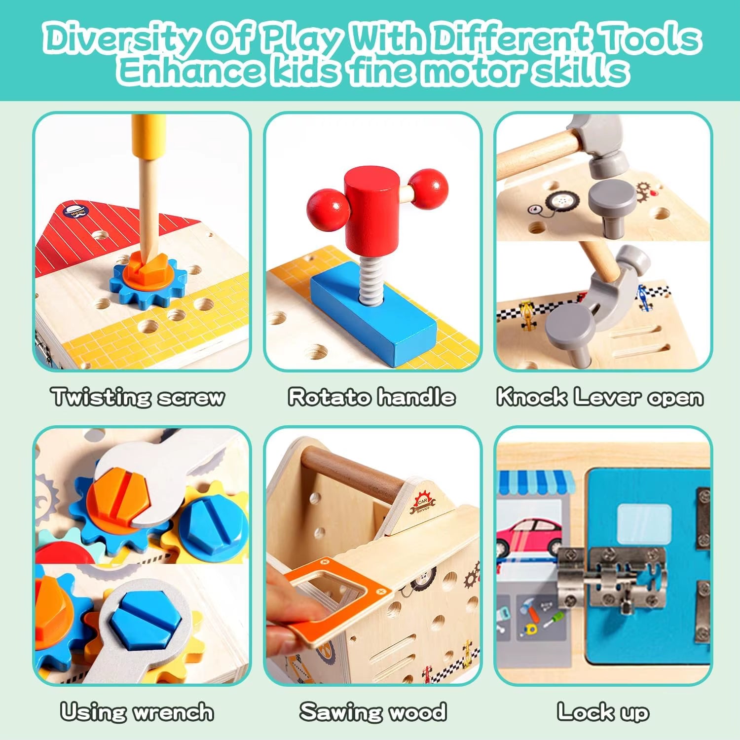 Children'S Wooden Toolbox Set Toys Simulation Maintenance Tool Repair Toys Montessori Screw Puzzle Kids Pretend Play Toys Gift