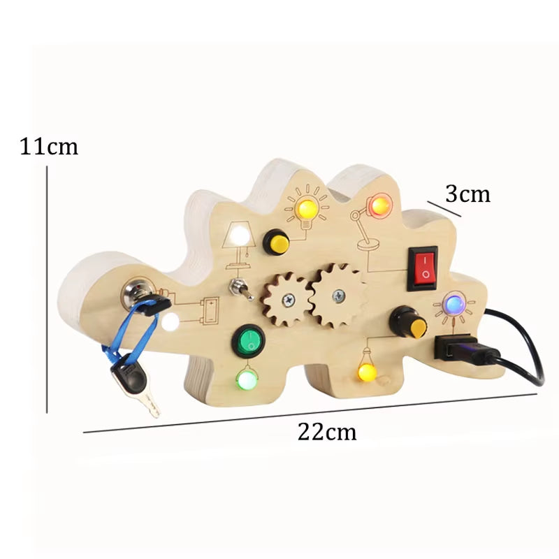 Montessori Busy Board Children Toys Led Light Switch Simulate Car Steering Wheel Travel Activities Sensory Game Educational Toys