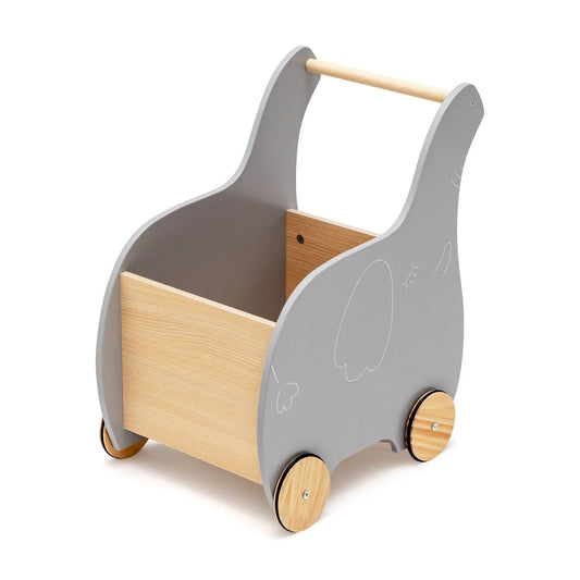 2-In-1 Wooden Baby Walker with Storage Chest and 4 Wheels