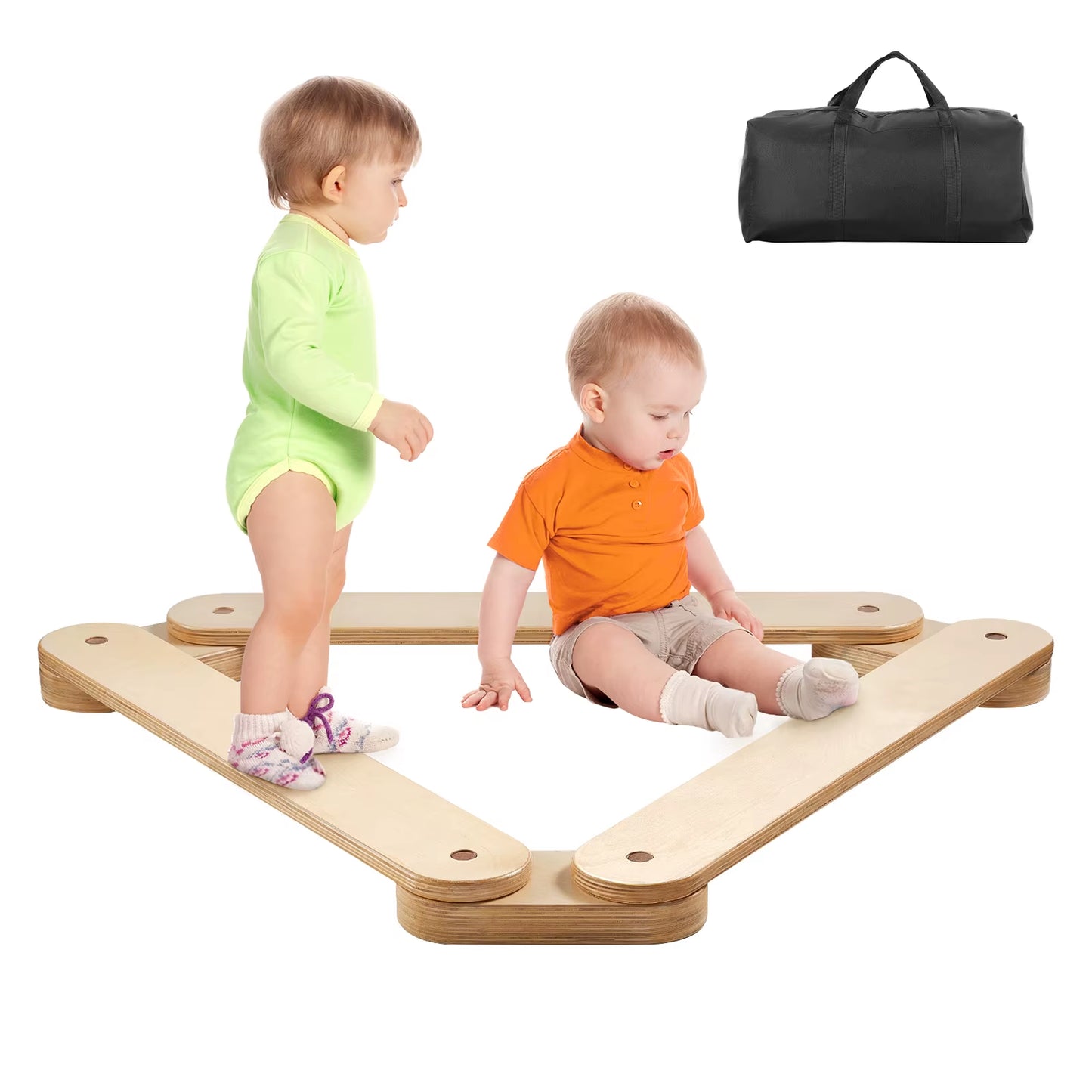 Balance Beam Stepping Stones Indoor & Outdoor Wooden Toddler Balance Boards Montessori Toy for Kids 2-6 Girls Boys Gift