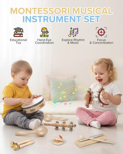Kids Musical Instruments 14Pcs, Montessori Musical Toys Maracas, Percussion Instruments Music Enlightenment, Musical Toys for Boys and Girls, Kids Birthday Gift