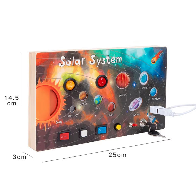 Montessori Busy Board Children Toys Led Light Switch Simulate Car Steering Wheel Travel Activities Sensory Game Educational Toys