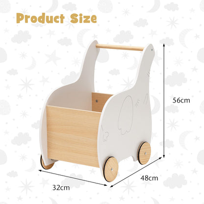 2-In-1 Wooden Baby Walker with Storage Chest and 4 Wheels