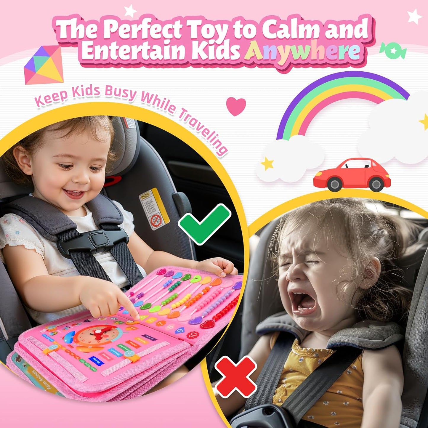 Busy Board Montessori Toys for 1 Year Old, Busy Book for 2 3 4 Year Old, Toddler Toys Gifts for 1 2 3 Year Old Girl Boys, Valentines Gifts for Kids, Easter Basket Fillers for Kids