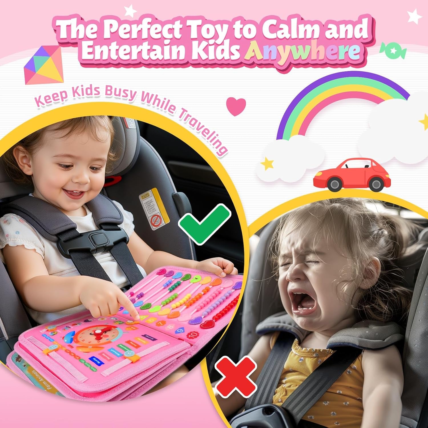 Busy Board Montessori Toys for 1 Year Old, Busy Book for 2 3 4 Year Old, Toddler Toys Gifts for 1 2 3 Year Old Girl Boys, Valentines Gifts for Kids, Easter Basket Fillers for Kids
