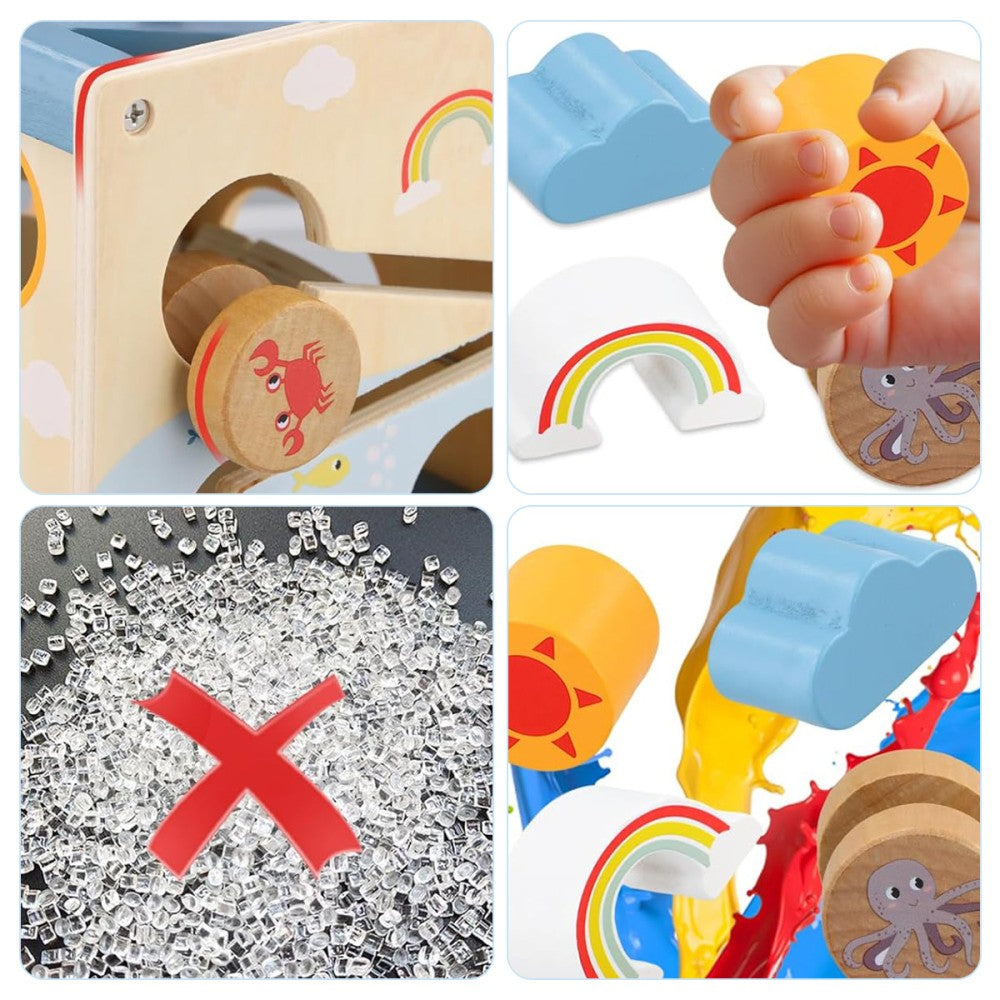 Activity Cube Baby Toys - Wooden Toys for 1 2 3 Year Old Boys and Girls - Table