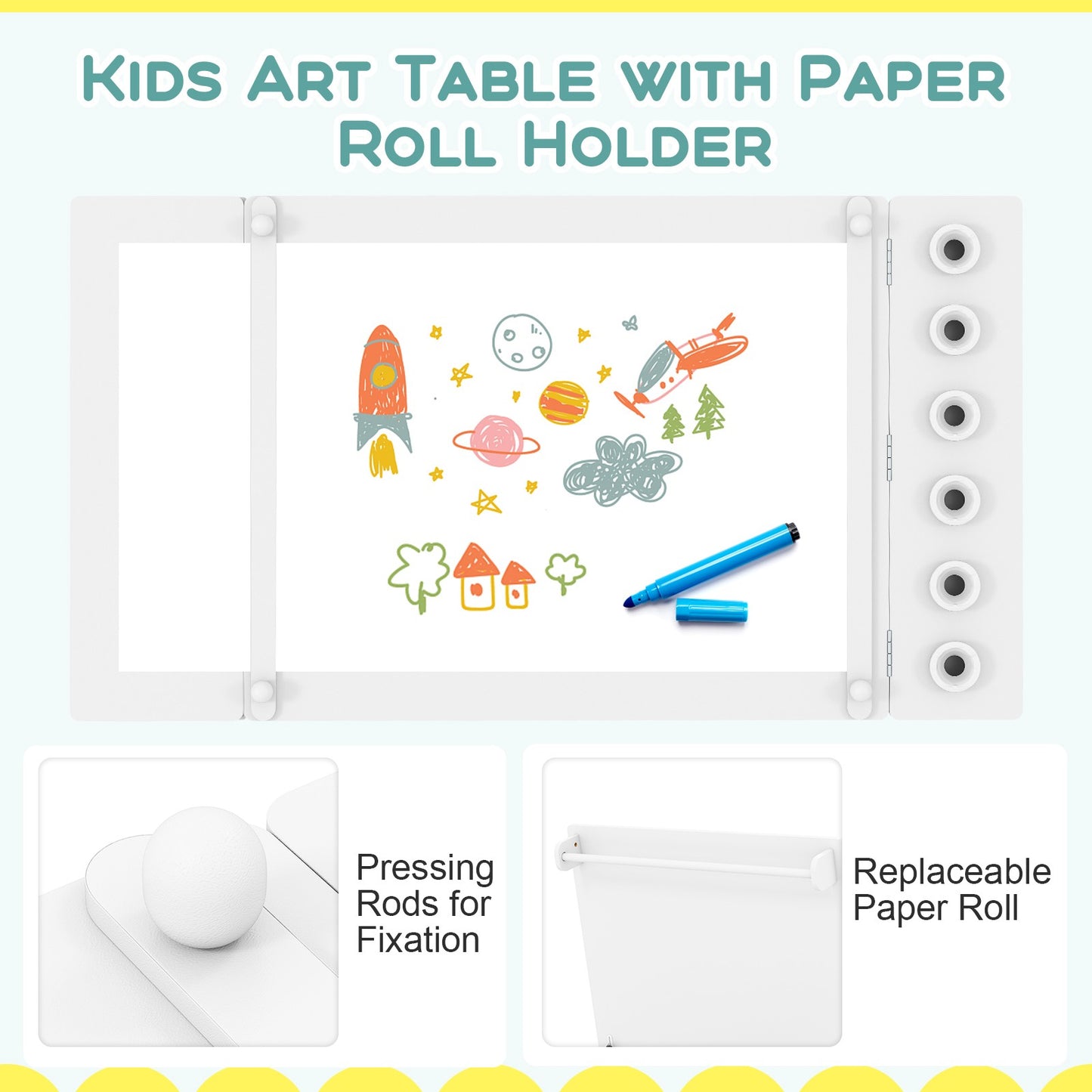COSTWAY 2-In-1 Kids Art Table and Easel Set Wooden Drawing Desk W/Chairs-White