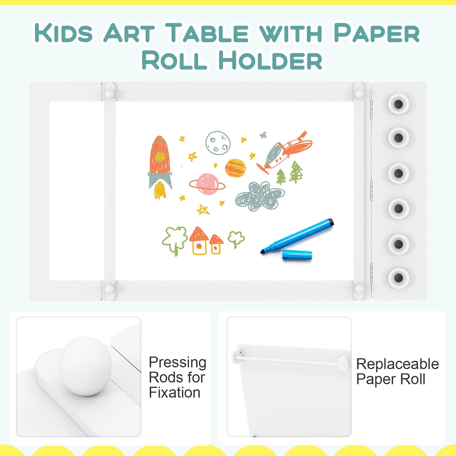 COSTWAY 2-In-1 Kids Art Table and Easel Set Wooden Drawing Desk W/Chairs-White
