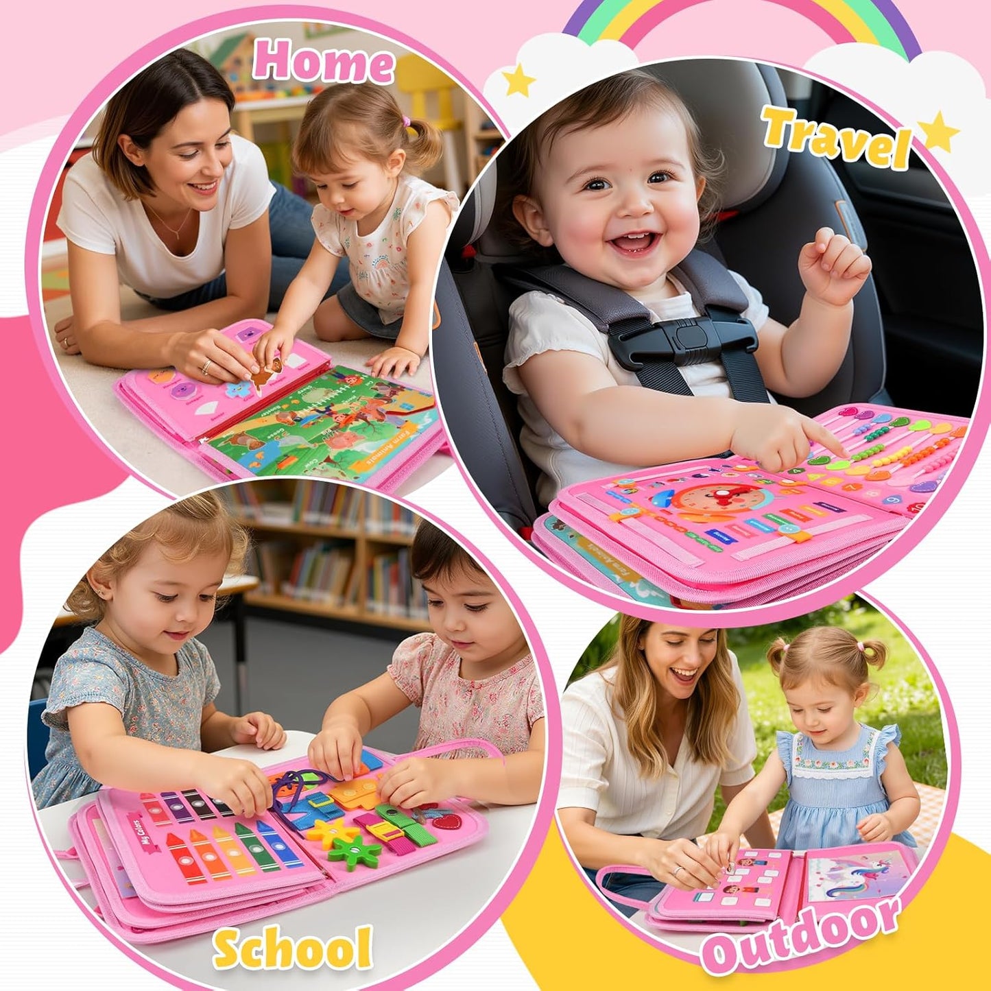 Busy Board Montessori Toys for 1 Year Old, Busy Book for 2 3 4 Year Old, Toddler Toys Gifts for 1 2 3 Year Old Girl Boys, Valentines Gifts for Kids, Easter Basket Fillers for Kids