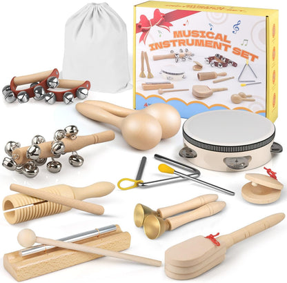 Kids Musical Instruments 14Pcs, Montessori Musical Toys Maracas, Percussion Instruments Music Enlightenment, Musical Toys for Boys and Girls, Kids Birthday Gift