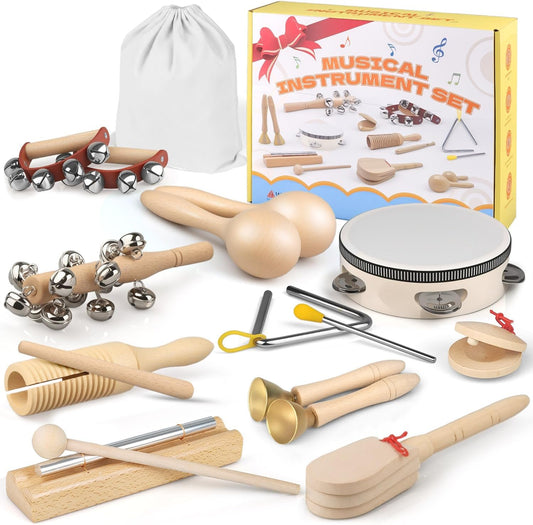 Kids Musical Instruments 14Pcs, Montessori Musical Toys Maracas, Percussion Instruments Music Enlightenment, Musical Toys for Boys and Girls, Kids Birthday Gift