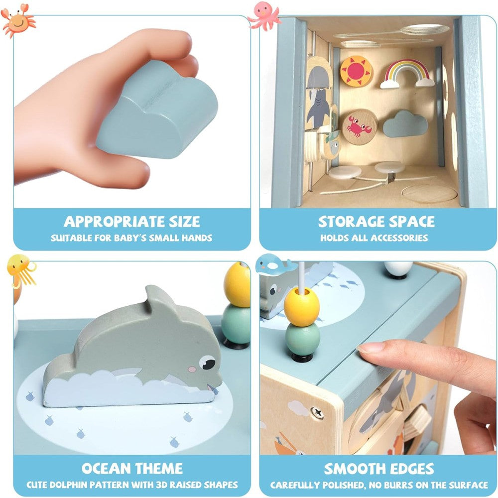 Activity Cube Baby Toys - Wooden Toys for 1 2 3 Year Old Boys and Girls - Table